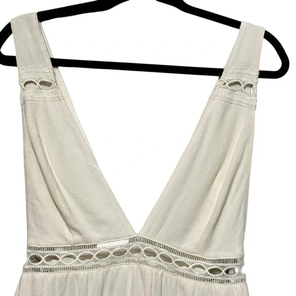 STONE COLD FOX Gabriel Boho Plunging V-Neck Lace Insert Cutout Ruffle Mini Dress - Picture 5 of 12